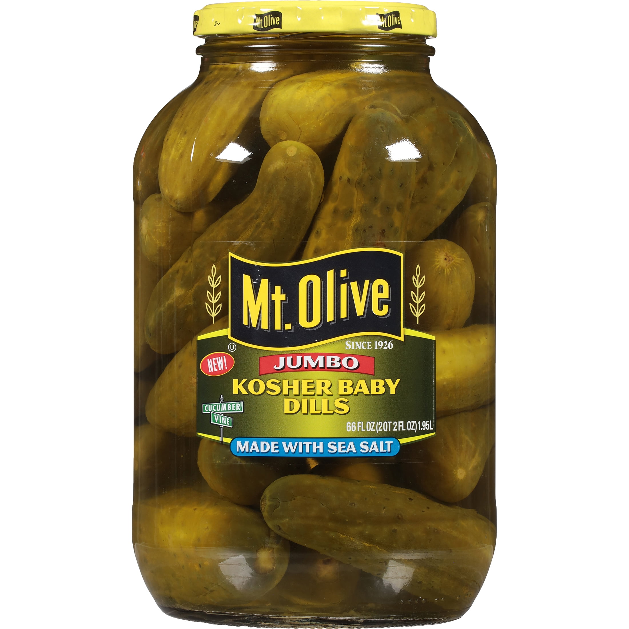 Mt. Olive Jumbo Kosher Baby Dills made with Sea Salt, 66 fl oz Jar