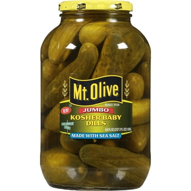 Mt. Olive Jumbo Kosher Baby Dills made with Sea Salt, 66 fl oz Jar