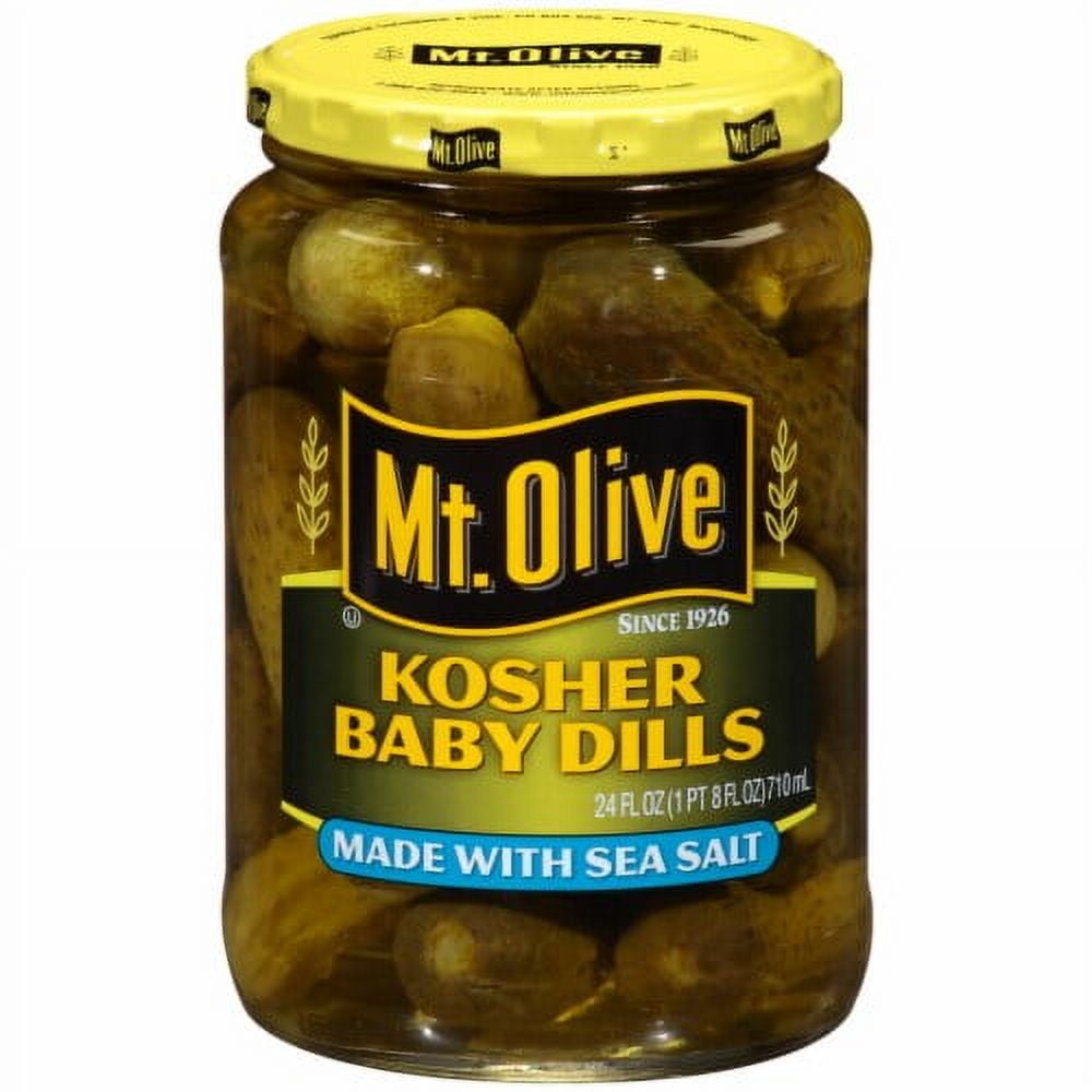 Mt. Olive Kosher Baby Dill Pickles with Sea Salt 24 fl oz - Pack of 2