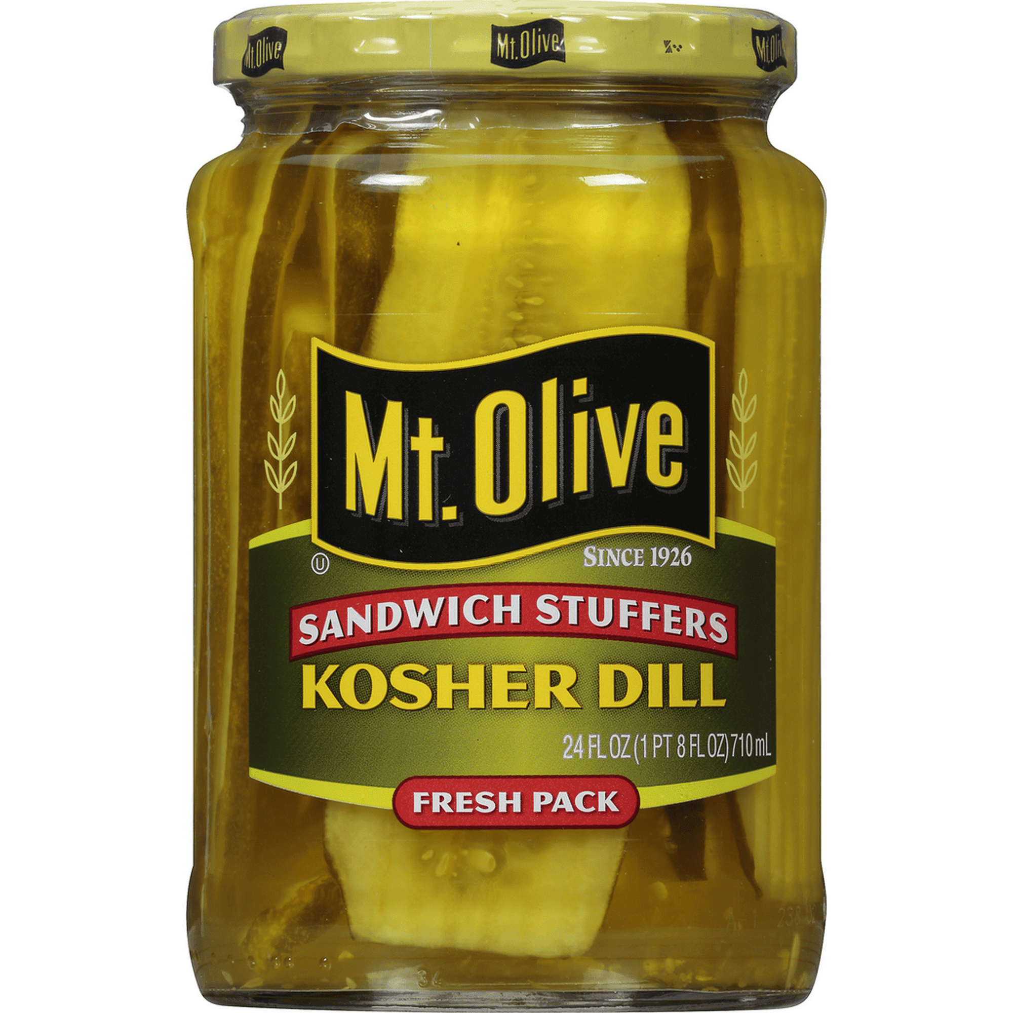Mt. Olive Kosher Dill Jumbo Pickle Sandwich Stuffers, 24 fl oz Jar