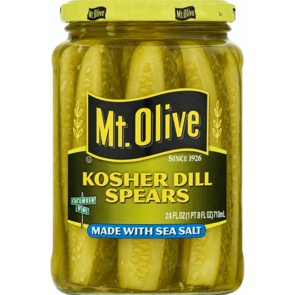Mt. Olive Kosher Dill Pickle Spears with Sea Salt, 24 fl oz Jar