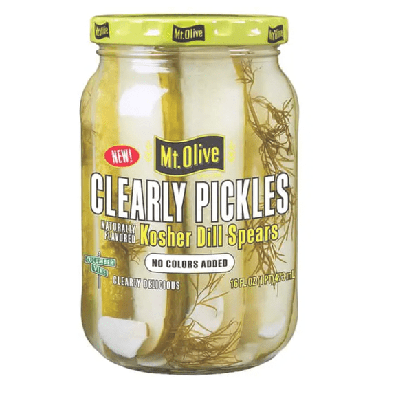 Mt. Olive Clearly Pickles Kosher Dill Spears, 16 oz Jar  Crisp Dill Pickle Spears, No Artificial Dyes