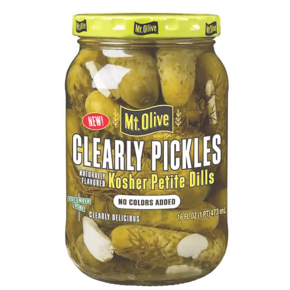 Mt. Olive Clearly Pickles Kosher Petite Dills, 16 oz Jar  Crisp Petite Dill Pickles, No Artificial Dyes