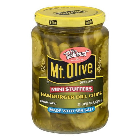 Mt. Olive Mini Stuffers Hamburger Dill Chips Jar (Pack of 48)