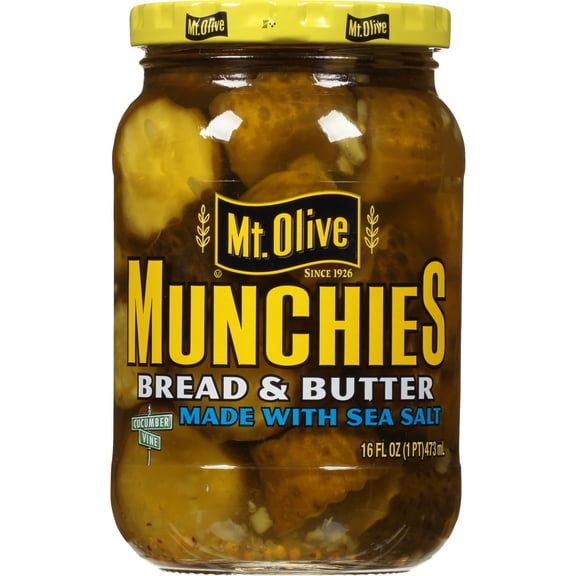 Mt Olive Munchies Bread & Butter Pickle Chips, 16 fl oz Jar