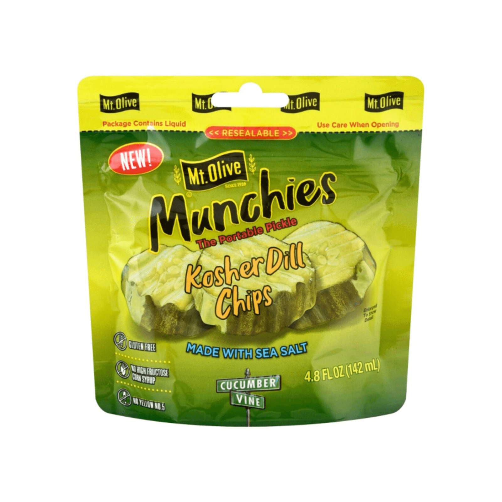 Mt. Olive Munchies Kosher Dill Chips Pickle Pouch, 4.8 Oz(Pack of 2)