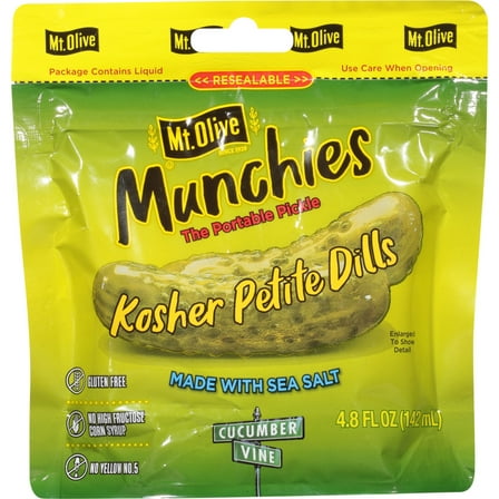 Mt. Olive Munchies Kosher Petite Dills Pickle Pouch - 4.8 fl oz