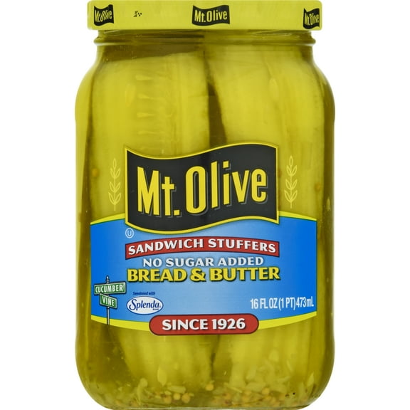 Mt. Olive Sandwich Stuffer Slices, No Sugar Added Bread & Butter, 16 fl oz Jar