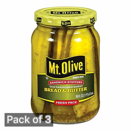 Mt. Olive Sandwich Stuffers Bread and Butter Pickles 16 fl oz (Pack of 3)