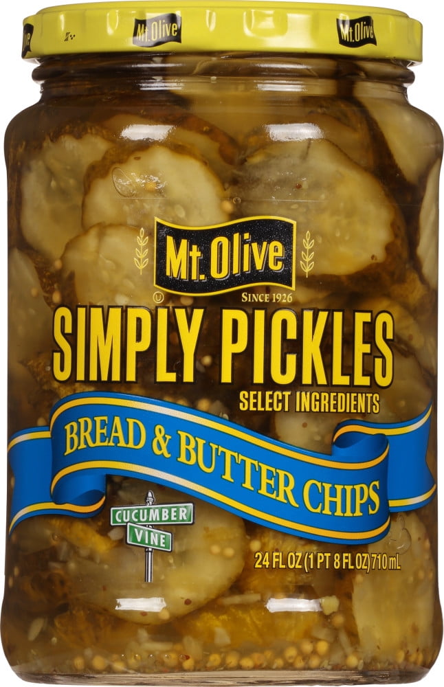 Mt. Olive Simply Pickles Bread & Butter Chips Pickles, 24 fl oz Jar