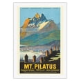 thumbnail image 1 of Mt. Pilatus - Lucerne Switzerland - Cogwheel Railway - Vintage Railroad Travel Poster c.1958 - Fine Art Rolled Canvas Print 27in x 40in, 1 of 4