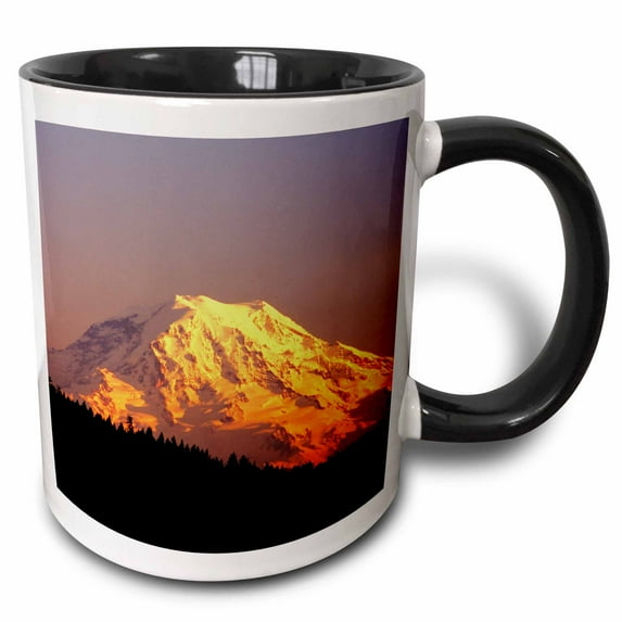 3drose, Mt. Rainier Is Bathed in the Setting Sun, Mountain - Us48 Rdu0041 - Richard Duval, 11oz Two-tone Black Mug