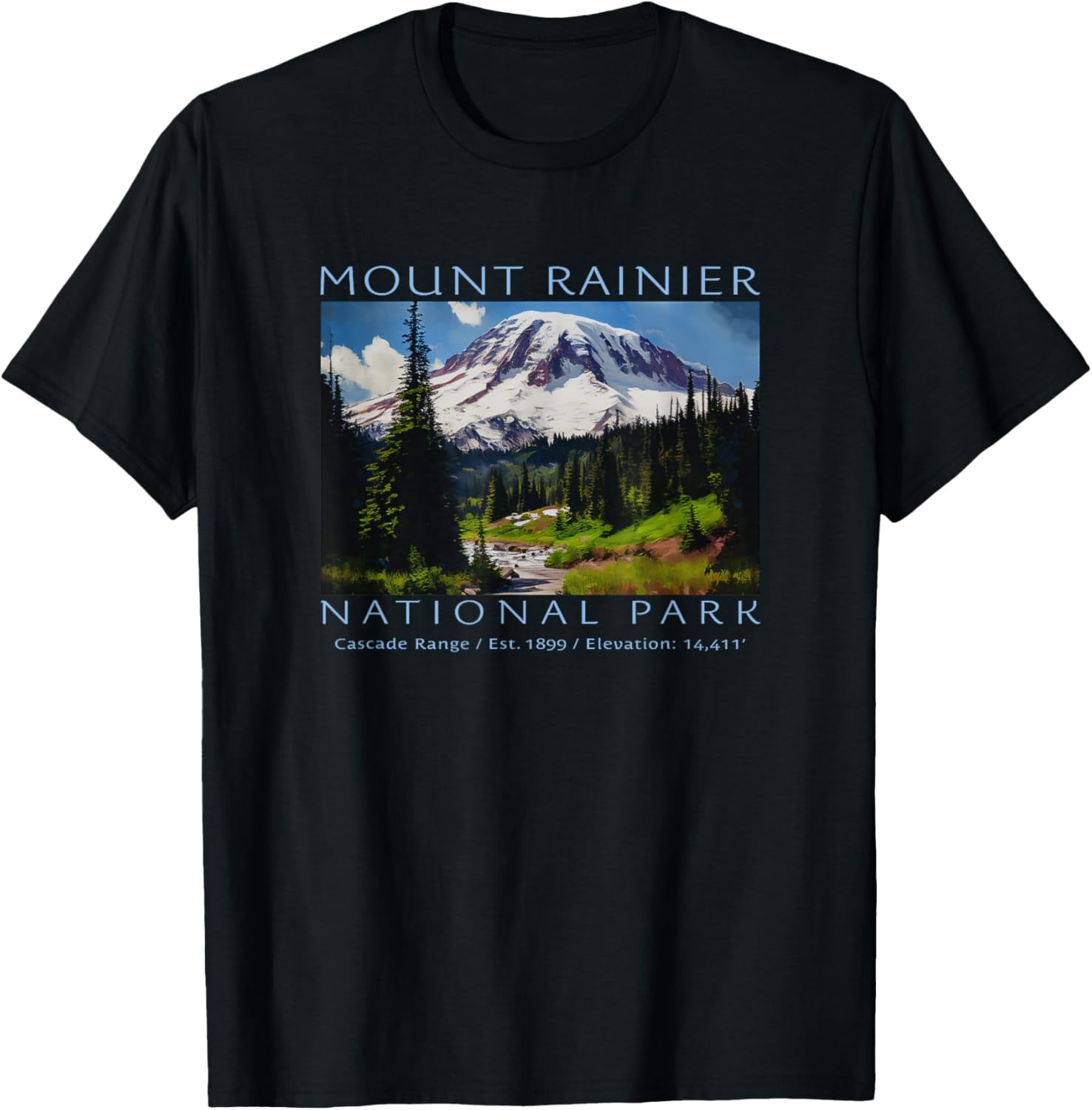 Mount Rageons Merchandise Mt. Rainier National Park Mountain Art Souvenir T-Shirt - Walmart.com