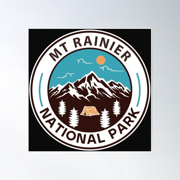 Mt Rainier National Park Poster Wall Art, Modern Wall Decor, 30x30 UNFRAMED