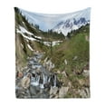 thumbnail image 1 of Mt Rainier Soft Flannel Fleece Throw Blanket, Mountain with Stream and Grassy Hill Snowy Rugged Volcano Wild Camping Photo, Cozy Plush for Indoor and Outdoor Use, 60" x 80", Multicolor, by Ambesonne, 1 of 5
