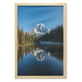 thumbnail image 1 of Mt Rainier Wall Art with Frame, Outdoor Scenery of Snowy American Mountain and Woods with Lake Reflection, Printed Fabric Poster for Bathroom Living Room Dorms, 23" x 35", Multicolor, by Ambesonne, 1 of 2