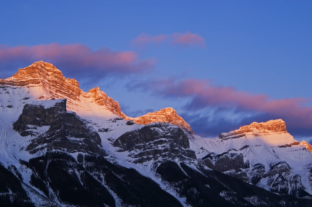 Mt Rundle Peaks At Sunrise Canmore Alberta Canvas Art - Mike Grandmaison Design Pics (34 x 22)
