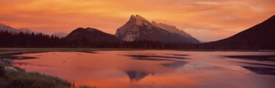 Mt Rundle & Vermillion Lakes Banff National Park Alberta Canada Canvas Art - Panoramic Images (36 x 12)