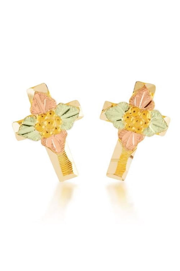 Mt. Rushmore 10k Black Hills Gold Cross Earrings