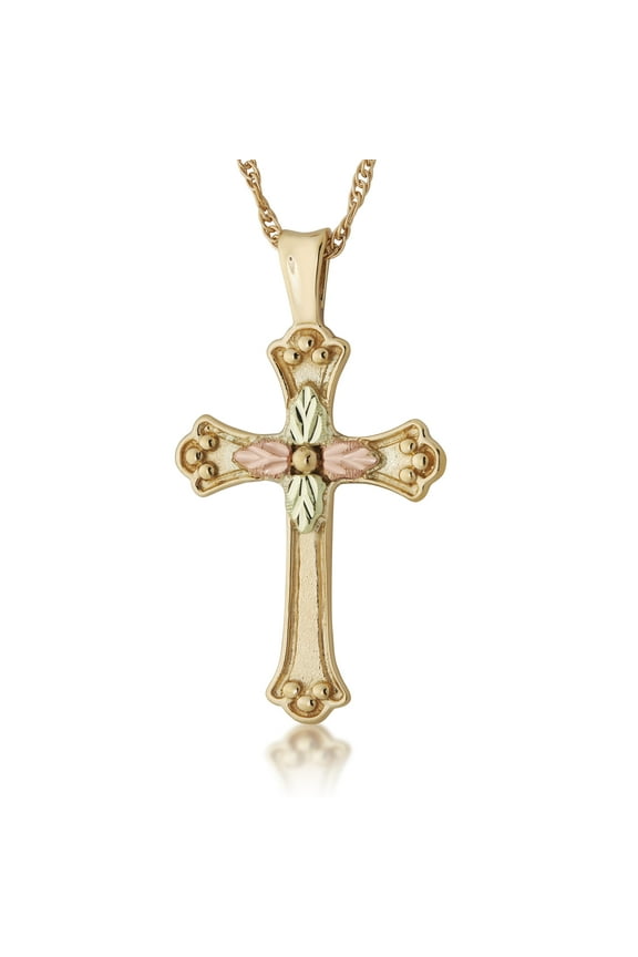 Mt.Rushmore Black Hills Gold Cross Necklace