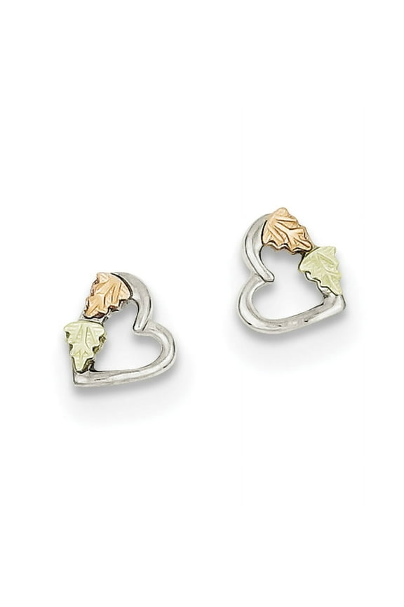 Mt. Rushmore Landstrom's  Black Hills Sterling Silver 12K Gold Accents Heart Post Stud Earrings