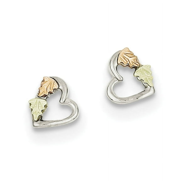 Mt. Rushmore Landstrom's Black Hills Sterling Silver 12K Gold Accents Heart Post Stud Earrings