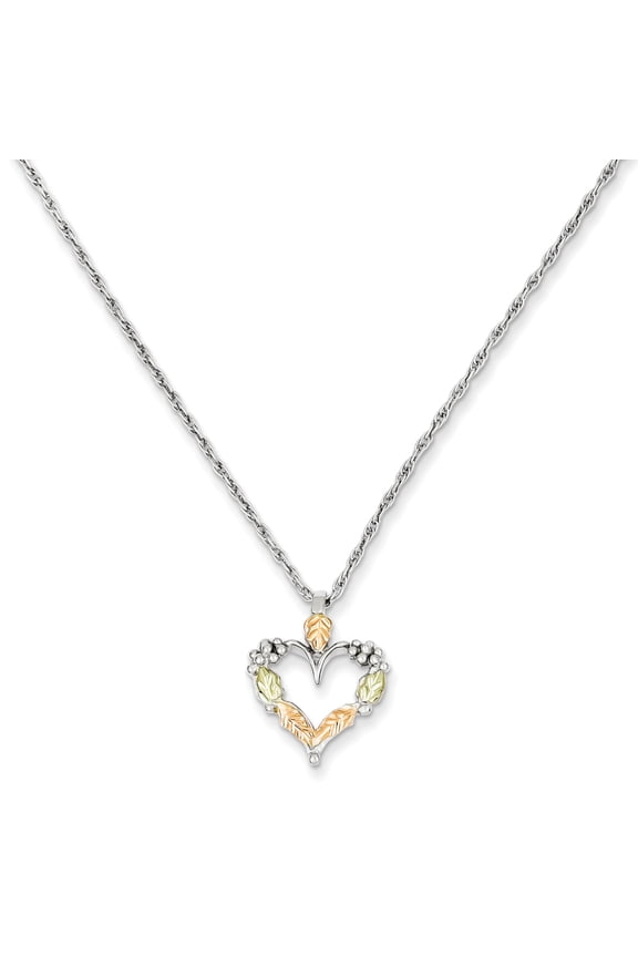 Mt Rushmore Black Hills Gold MR2017 Black Hills Gold on Silver Heart Pendant