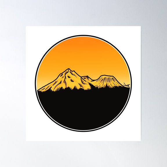 Mt Shasta Ca At Sunset Poster Wall Art, Modern Wall Decor, 16x16 UNFRAMED