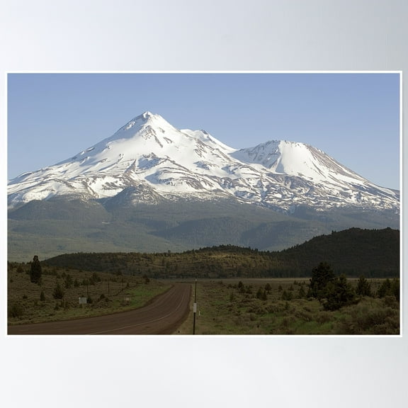 Mt. Shasta From Highway 97 Poster Wall Art, Modern Wall Decor, 8x12 UNFRAMED