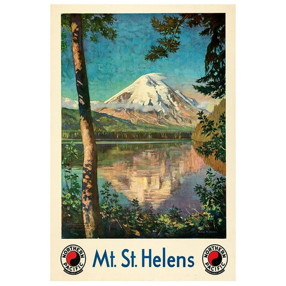 Mt St Helens - Northern Pacific - Vintage Travel Poster (8x12Inches(US/CANonly))