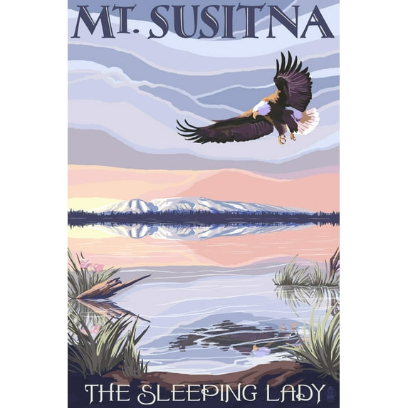 Mt. Susitna, Alaska, The Sleeping Lady (24x36 Giclee Gallery Art Print, Vivid Textured Wall Decor)