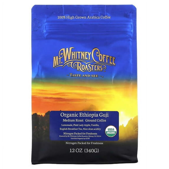 Mt. Whitney Coffee Roasters, Organic Ethiopia Guji, Ground Coffee, Medium Roast, 12 oz