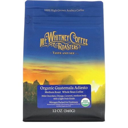 Mt. Whitney Coffee Roasters, Organic Guatemala Adiesto, Whole Bean Coffee, Medium Roast, 12 oz Pack of 2