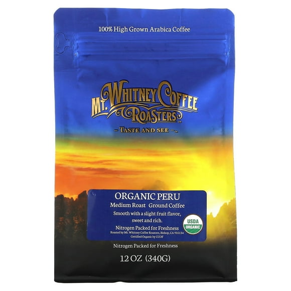 Mt. Whitney Coffee Roasters Organic Peru, Ground Coffee, Medium Roast, 12 oz (340 g)