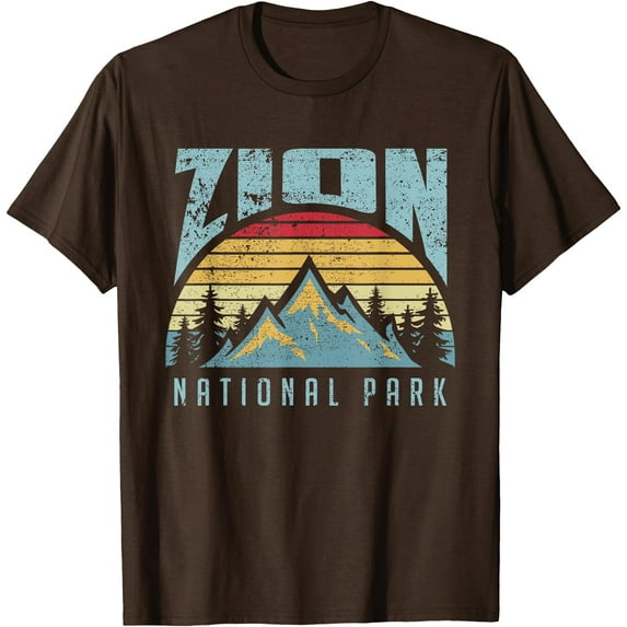 Mt Zion National Park Utah Retro Unisex T-Shirt for Men Women Kids Toddler,Dark Chocolate Color,Size 3XL