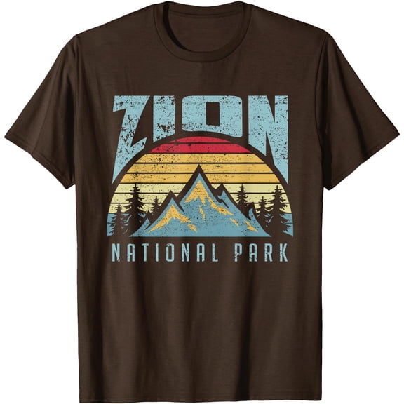 Mt Zion National Park Utah Retro Unisex T-Shirt for Men Women Kids Toddler,Dark Chocolate Color,Size M