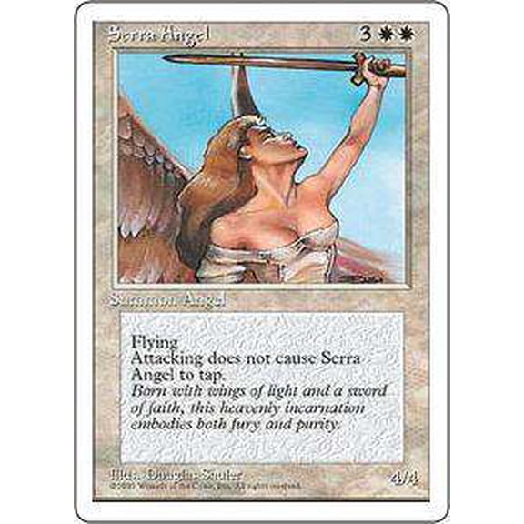 MtG 4th Edition Uncommon Serra Angel [Korean, Signed]