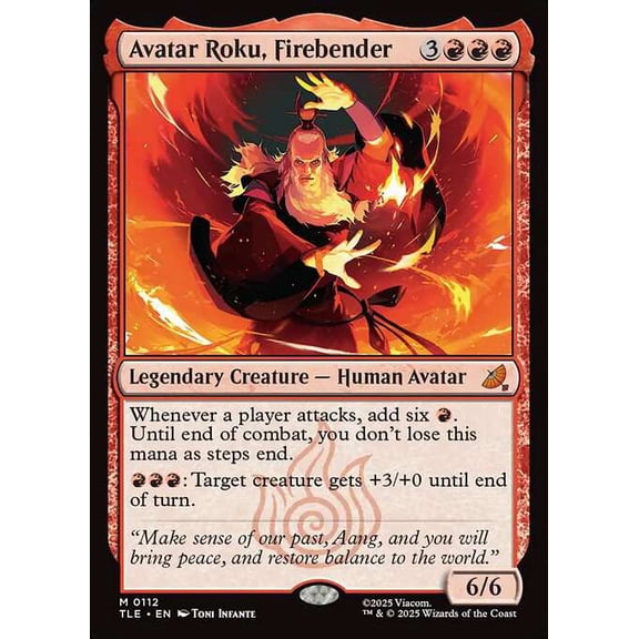 MtG Avatar the Last Airbender Mythic Rare Avatar Roku, Firebender [Jumpstart] #112