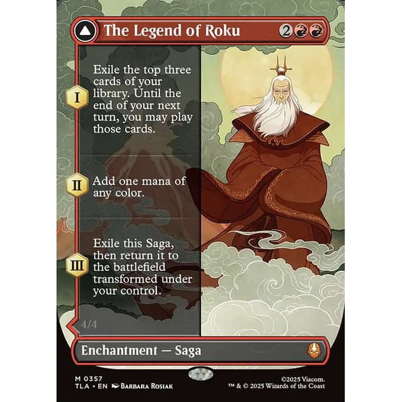 MtG Avatar the Last Airbender Mythic Rare The Legend of Roku // Avatar Roku [Borderless Double-Faced Saga] #357