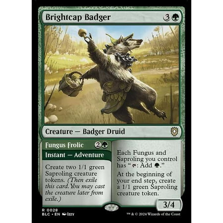 MtG Bloomburrow Commander Rare Brightcap Badger // Fungus Frolic #28
