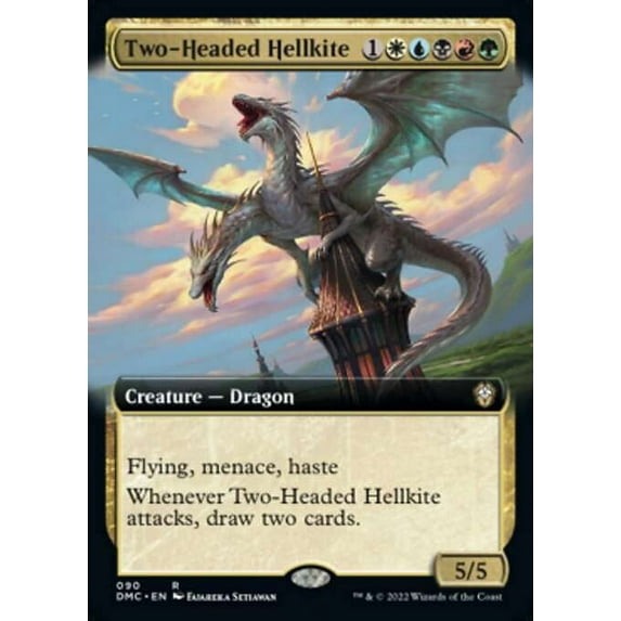 MtG Dominaria United Commander Rare Two-Headed Hellkite (Extended Art) #90