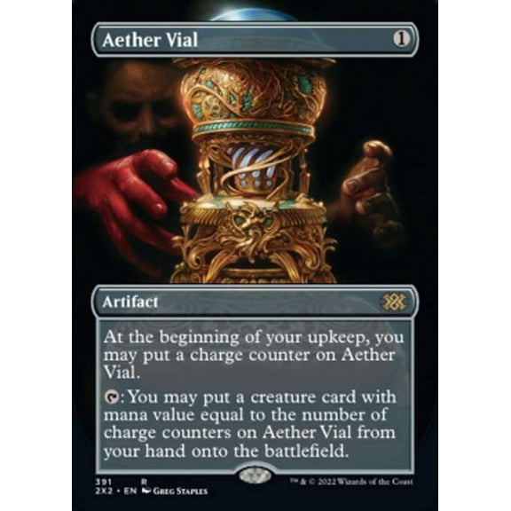 MtG Double Masters 2022 Rare Aether Vial (Alternate Art Borderless FOIL) #391