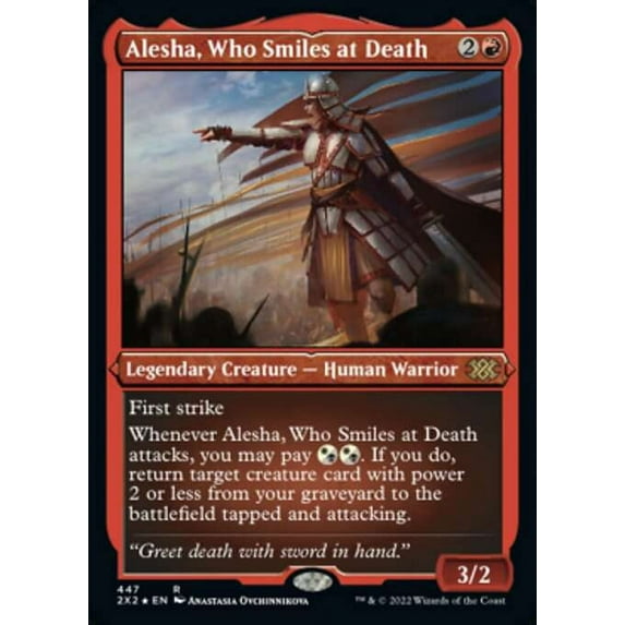 MtG Double Masters 2022 Rare Alesha, Who Smiles at Death (Etched Foil-Only Cards) #447