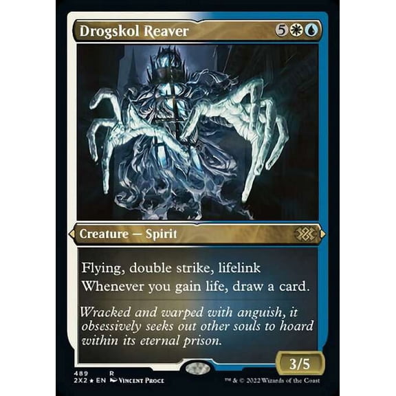 MtG Double Masters 2022 Rare Drogskol Reaver (Etched Foil-Only Cards) #489