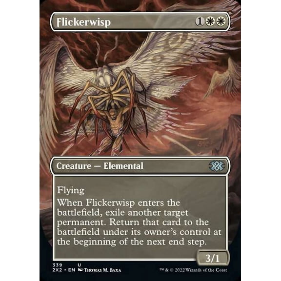 MtG Double Masters 2022 Uncommon Flickerwisp (Alternate Art Borderless FOIL) #339