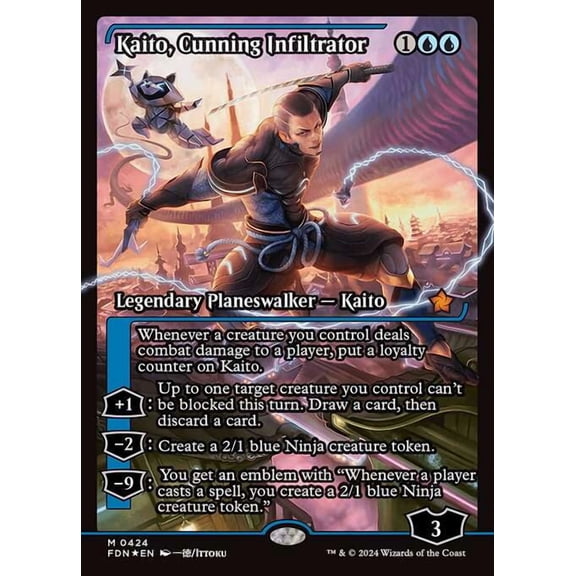 MtG Foundations Mythic Rare Kaito, Cunning Infiltrator [Japanese Showcase FOIL] #424