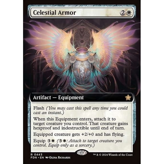 MtG Foundations Rare Celestial Armor (Extended Art FOIL) #443