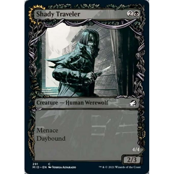 MtG Innistrad: Midnight Hunt Common Shady Traveler // Stalking Predator (Showcase Foil) #291