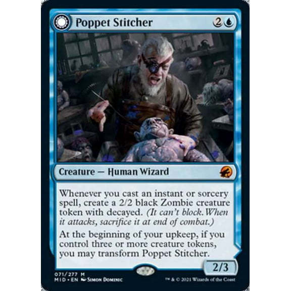 MtG Innistrad: Midnight Hunt Mythic Rare Poppet Stitcher // Poppet Factory (Foil) #71