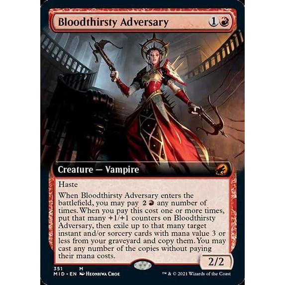 MtG Innistrad: Midnight Hunt Rare Bloodthirsty Adversary (Extended Art) #351